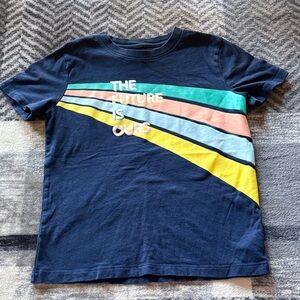 Lands' End Kids Navy Blue Tee with Colorful Stripes